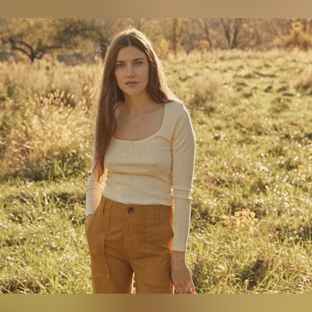 Doen Romy Pointelle Tee in Ivory - XS